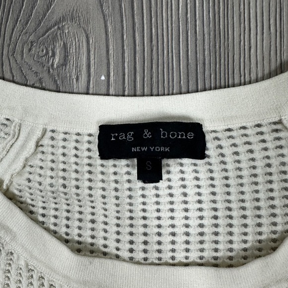rag & bone Cream Mesh Stretchy Long Sleeve Top  - SIZE S Neutral Fall Minimalist - Picture 5 of 6